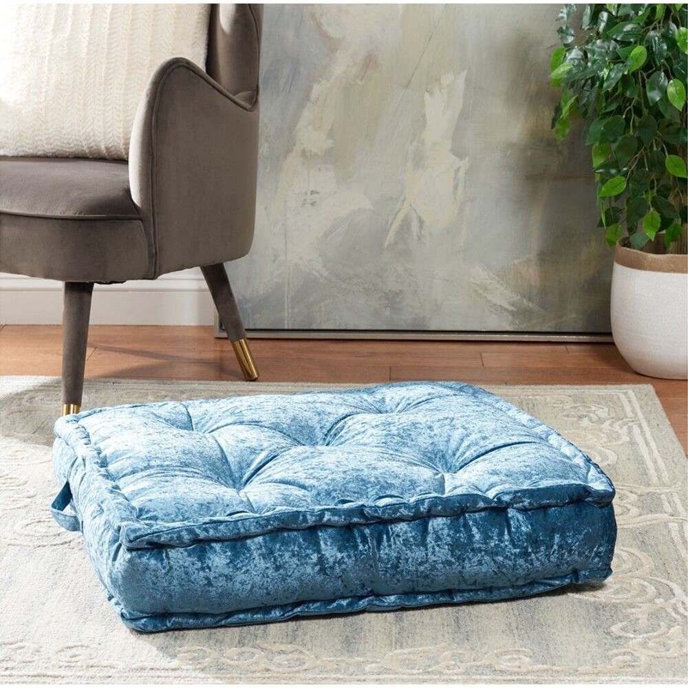 Safavieh Belia Plush Tufted Floor Cushions in Dark Turquoise- NWT, 19 x 19